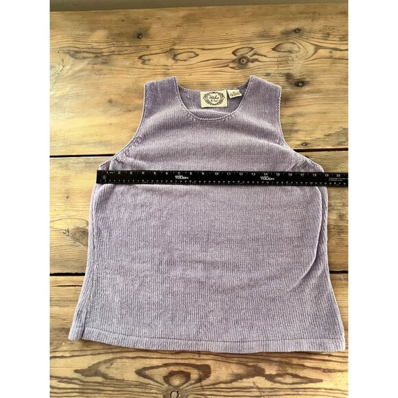 VTG Stitches in Time Chenille Sleeveless Sweater Womens M Lilac Cottage 90s - Picture 5 of 7